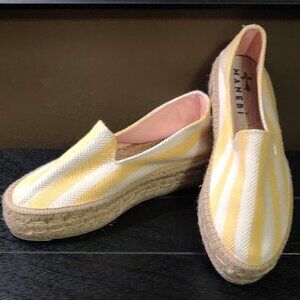 Manebi Jute Double Sole Yellow/White Stripe Espadrilles NWOB SIZE EU 37/…